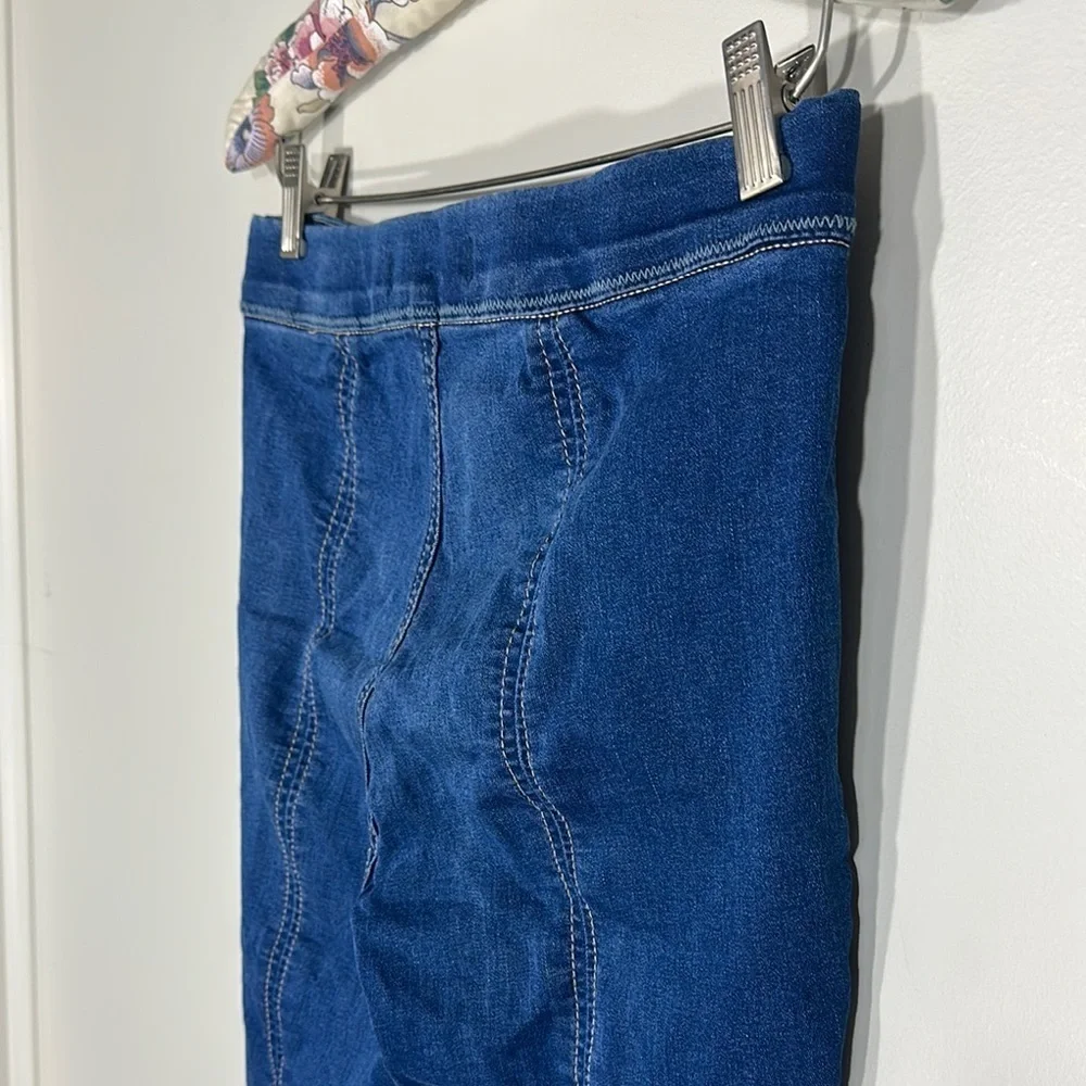 Free People Blue Ankle Cropped Jeans Legging Jeggings Size W26 RIbbed - Picture 6 of 7